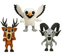 Set di 3 statuette incernierate 99 notti nella foresta, cervo, gufo e capra, 14 cm, statuette da collezione 99 notti nella foresta, decorazione geek, regalo originale, bambole in stile disegno