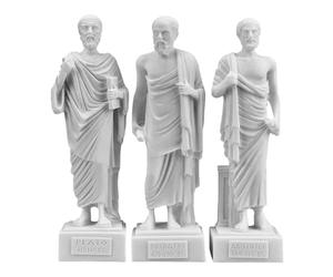 Set di 3 statuine di Socrate Aristotele Sofocle, filosofi greci, in alabastro, piccole