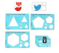 Set di 3 stencil CLPA Fibonacci: triangolo, pentagono ed esagono da 15 cm | Strumenti per il disegno della sezione aurea | Stencil per arte e disegno tecnico basati sulla sezione aurea