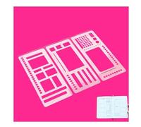 Set di 3 stencil flessibili fatti a mano, per agenda, strumenti da disegno, riutilizzabili, per diari, liste di controllo, caselle, linee e pianificazione quotidiana (B)