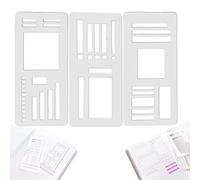 Set di 3 stencil flessibili fatti a mano, per disegni e liste di controllo, stencil per diario, griglia a puntini da 5 mm, strumenti per scatole, liste di controllo e linee rette, riutilizzabili (1