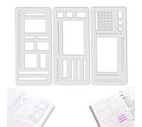 Set di 3 stencil flessibili fatti a mano, per disegni e liste di controllo, stencil per diario, griglia a puntini da 5 mm, strumenti per scatole, liste di controllo e linee rette, riutilizzabili (1