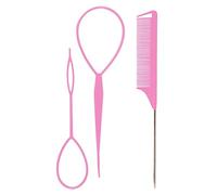 Set di 3 strumenti per la coda dei capelli, con strumento a treccia francese, per lo styling del pettine per intrecciare, facile styling nero