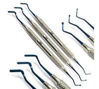 Set di 3 Strumento per otturazione in composito dentale Brunitore per punte a sfera Spatola piatta in plastica Titanio blu Strumenti per restauri in amalgama