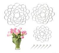 Set di 3 supporti floreali in metallo con 6 clip per vasi e mazzi di fiori, progettati per la stabilità e la flessibilità della decorazione della casa fai da te (argento)