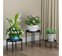 Set di 3 supporti per piante in metallo per piante in vaso pesanti con piedini di livellamento regolabili. Capacità di 99,8 kg e costruzione resistente