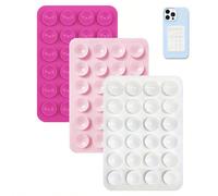 Set di 3 supporti per telefono in silicone con ventosa, in bianco, rosa chiaro e rosso rosa, impermeabili, con base adesiva e impugnatura per dita, universali, adatti per selfie e video, regalo di San
