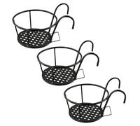 Set di 3 supporti per vasi da fiori in ferro battuto da appendere, per ringhiere da balcone, giardino e patio, perfetto per esporre piante e decorazioni per la casa