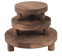 Set di 3 supporti rotondi in legno per composizioni floreali, candele, piante grasse, piccoli oggetti decorativi per esposizione in legno naturale, piedistallo per bagno (cottura pesante)