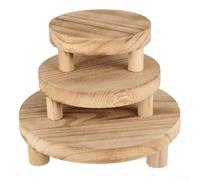 Set di 3 supporti rotondi in legno per vasi da fiori, candele e oggetti decorativi, in diverse impostazioni di casa (fuoco leggero)