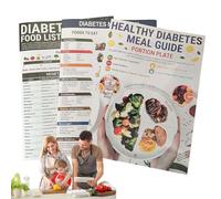 Set di 3 tabelle alimentari per diabetici, pianificatore alimentare per diabetici, guida nutrizionale completa per diabetici, riferimento agli alimenti alimentari da parete, perfetto per pianificare