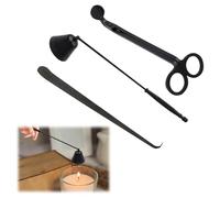 Set di 3 taglia-stoppini per candele, spegnitoio e stoppino e set di accessori per candele, kit per la cura delle candele per gli amanti delle candele (nero)