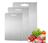 Set di 3 Tagliere in Titanio e Acciaio Inox per Cucina - Per Carne, Frutta, Verdura