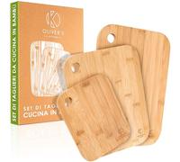Set di 3 Taglieri da Cucina in Legno Oliver's Kitchen - Un Tagliere in Legno per Ogni Dimensione e Occasione - 3 Taglieri in Legno di Bambù Biologico - Facili da Pulire, 100% Naturali e Durevoli