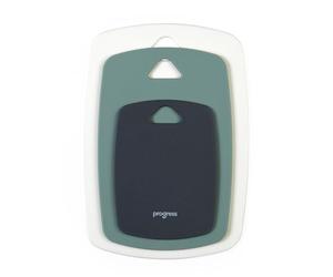 Set di 3 Taglieri in Plastica Progress - Taglieri da Cucina e per Preparazione Alimenti, Piccolo, Medio e Grande, Lavabili in Lavastoviglie, per Carne, Verdure e Pane, Grigio, Verde e Bianco