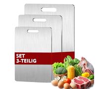 Set di 3 Taglieri in Titanio e Acciaio Inox per Cucina, Taglieri in Titanio per Alimenti a Doppia Faccia, Facili da Pulire, Resistenti, Perfetti per Carne, Frutta e Verdura Senza Microplastiche