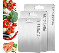 Set di 3 taglieri in titanio S316, in acciaio inox, senza BPA, per alimenti in titanio, ideale per carne, pane, verdure e frutta