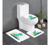 Set di 3 tappeti da bagno 61 x 40,6 cm con stampa WHJSSF Little Dinosaur Next to The Moon facile da pulire, assorbente e durevole