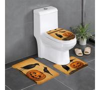Set di 3 tappeti da bagno 61 x 40,6 cm con stampa WHJSSF merlo e zucca, facili da pulire, assorbenti e durevoli
