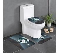 Set di 3 tappeti da bagno 61 x 40,6 cm HJFCZH Full Moon in Night, antiscivolo, per WC, toeletta e copertura, facili da pulire