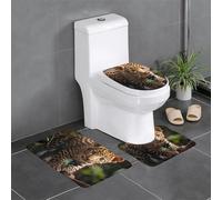 Set di 3 tappeti da bagno 61 x 40,6 cm WHJSSF Cute Baby Jaguar, antiscivolo, per WC, toeletta e copertura, facili da pulire