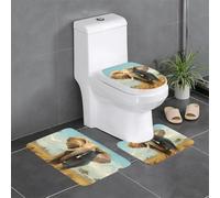 Set di 3 tappeti da bagno 61 x 40,6 cm WHJSSF Friendly Baby Elephant Pattern antiscivolo tappetini per WC, toeletta e copertura, facile da pulire