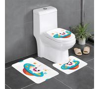 Set di 3 tappeti da bagno 61 x 40,6 cm WHJSSF Happy Rabbit Planet stampe facili da pulire, assorbenti e durevoli