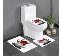 Set di 3 tappeti da bagno 61 x 40,6 cm WHJSSF Il diavolo nella tazza con stampa antiscivolo per WC, toeletta e copertura, facile da pulire