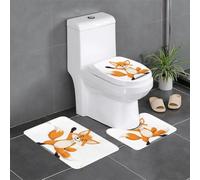 Set di 3 tappeti da bagno 61 x 40,6 cm WHJSSF Rock and roll Fox stampa antiscivolo tappetini per WC, toeletta e copertura, facile da pulire