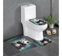 Set di 3 tappeti da bagno 61 x 40,6 cm YYHWHJDE Panda che soffia bolle immagine tappetini antiscivolo per WC, toeletta e copertura, facile da pulire