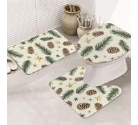Set di 3 tappeti da bagno a forma di pigna con albero e stella (3), morbidi tappetini da bagno assorbenti in memory foam e tappetino da bagno a forma di U, decorazione per la casa, asciugatura rapida
