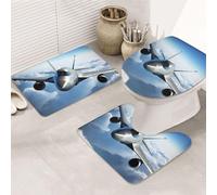 Set di 3 tappeti da bagno a forma di U con aeroplano volante + tappetini da bagno in microfibra antiscivolo + tappetino copriwater, morbido tappeto assorbente per la decorazione della casa