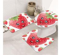 Set di 3 tappeti da bagno a forma di U, tappetini da bagno in microfibra antiscivolo + copriwater + tappetino per copriwater, morbidi tappeti da bagno assorbenti per la decorazione della casa