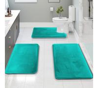 Set di 3 tappeti da bagno Clara Clark, in memory foam e velluto, con supporto in PVC antiscivolo, lavabili, ad asciugatura rapida, morbidi e colo