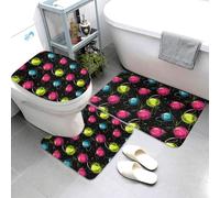 Set di 3 tappeti da bagno colorati con stampa a palline di filato, tappetini da bagno assorbenti, antiscivolo, lavabili, copriwater a forma di U, tappetino per contorno WC, tappetino da doccia