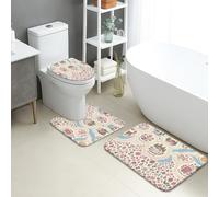 Set di 3 tappeti da bagno con illustrazione di mappa del bosco fantasioso