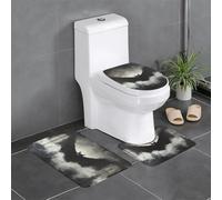 Set di 3 tappeti da bagno con pipistrelli YYHWHJDE da 61 x 40,6 cm, con immagine di pipistrelli nella nebbia nera, antiscivolo, per WC, toeletta e copertura, facili da pulire