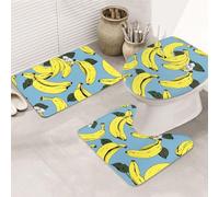 Set di 3 tappeti da bagno con stampa a forma di banana, tappetino da bagno a forma di U, tappetini da bagno in microfibra antiscivolo + copriwater, morbidi e assorbenti, decorazione per la casa