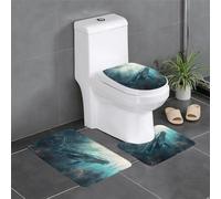Set di 3 tappeti da bagno con stampa balena sottomarina, tappetino da bagno a forma di U, tappetino da bagno e 1 copriwater