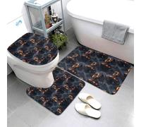 Set di 3 tappeti da bagno con stampa di draghi e montagne di fuoco, tappetini da bagno assorbenti, antiscivolo, lavabili, copriwater a forma di U, tappetino per contorno WC, tappetino morbido per