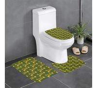 Set di 3 tappeti da bagno con stampa di giraffe, tappetino da bagno a forma di U, tappetino da bagno e 1 copriwater