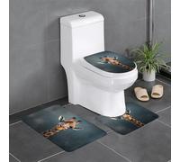 Set di 3 tappeti da bagno con stampa di giraffe, tappetino da bagno a forma di U, tappetino da bagno e 1 copriwater
