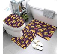 Set di 3 tappeti da bagno con stampa di hamburger, con stampa di cibo e prosciutto, tappetini da bagno assorbenti, antiscivolo, lavabili, copriwater a forma di U, tappetino per il contorno del WC