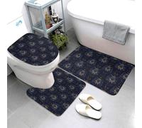 Set di 3 tappeti da bagno con stampa di testa di lupo con occhi dorati, tappetini da bagno assorbenti, antiscivolo, lavabili, a forma di U, tappetino per il contorno del WC, tappetino da doccia