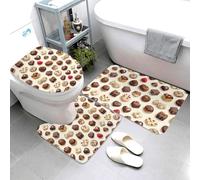 Set di 3 tappeti da bagno con stampa di torte al cioccolato, tappetini da bagno assorbenti, antiscivolo, lavabili, copriwater a forma di U, tappetino per contorno, tappetino da doccia morbido