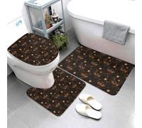 Set di 3 tappeti da bagno con stampa di uccellini punk, assorbenti, antiscivolo, lavabili, a forma di U, tappetini da bagno morbidi per doccia e vasca da bagno