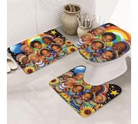Set di 3 tappeti da bagno con stampa di un mese della storia nera, tappetino da bagno + tappetino contorno + copriwater, lavabile in lavatrice, antiscivolo, in morbida microfibra, decorazione per