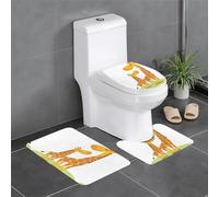 Set di 3 tappeti da bagno con stampa giraffa, tappetino da bagno a forma di U, tappetino da bagno e 1 copriwater