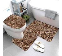 Set di 3 tappeti da bagno con stampa leopardata oro e rosa, tappetini da bagno assorbenti, antiscivolo, lavabili, copriwater a forma di U, tappetino per contorno WC, tappetino da doccia morbido per