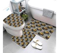 Set di 3 tappeti da bagno con stampa retrò con camion giallo, tappetini da bagno assorbenti, antiscivolo, lavabili, copriwater a forma di U, tappetino contorno, morbido tappetino da doccia, tappetino